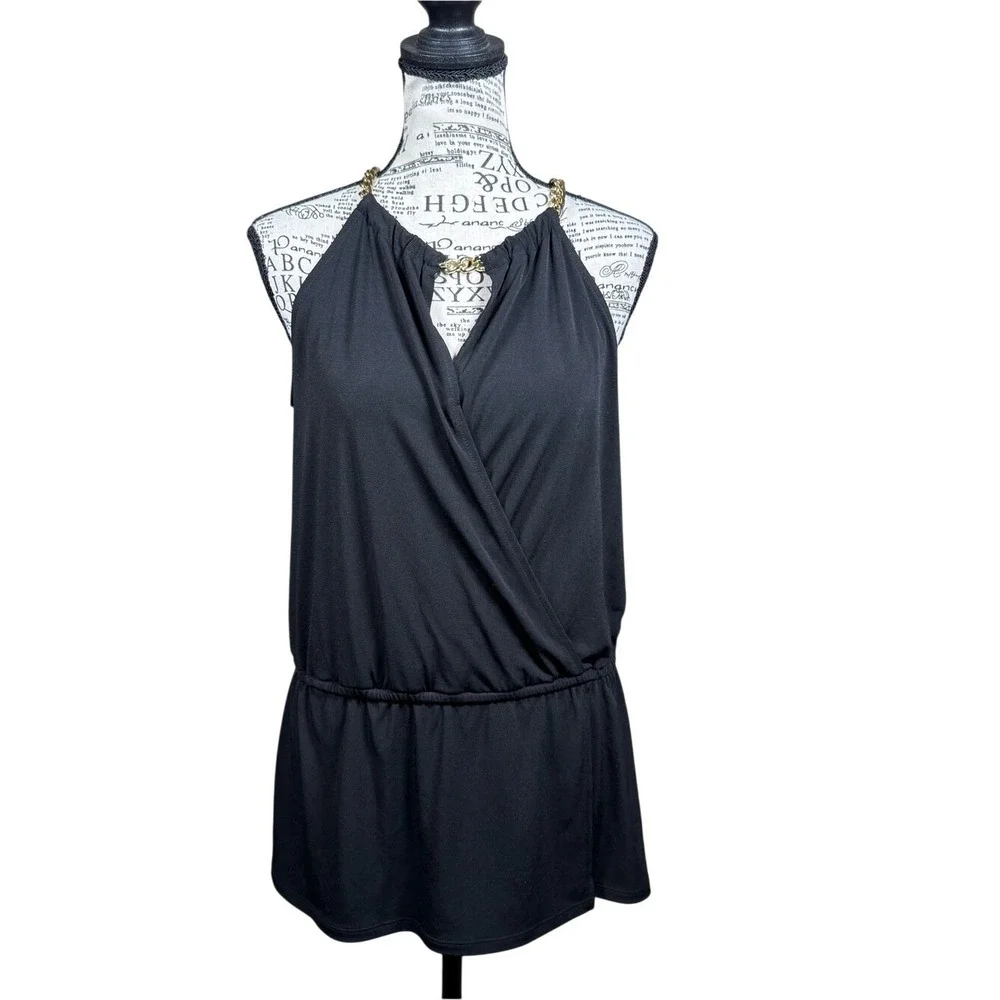 Michael Kors Black Chain-Detail Top‎